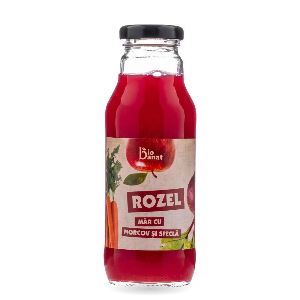 ROZEL %NATURAL -suc de mere cu morcovi și sfeclă 300ml COMANDA MINIMA 6 bucati!